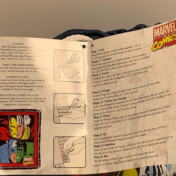 Marvel Comics No Sew Fleece Throw Kit Fleece 48x60 - Picture 3 of 4